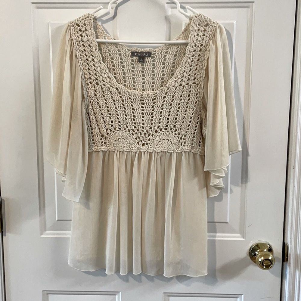 Roz & Ali knitted flowy blouse
